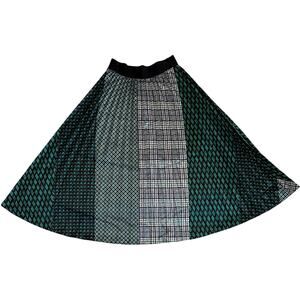 Pleated Mixed Print Skirt - Size L